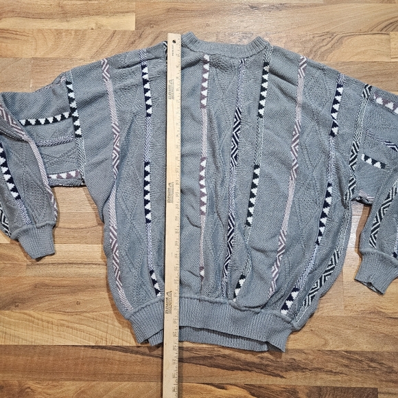 St Croix Knits Gray Sweater Men’s XL Made in USA Textured 3D Cotton - Picture 5 of 6